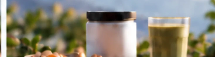 Nutrition powder, nuts and a functional green drink